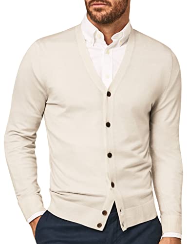 HACKETT LONDON Herren GMD Merino Silk Cardi Strickjacke, Stone, XXL von Hackett London