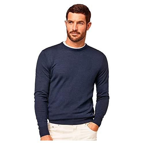 Hackett London Herren GMD Merino Silk Crew Pullover, Blue (Navy), XXL von Hackett London