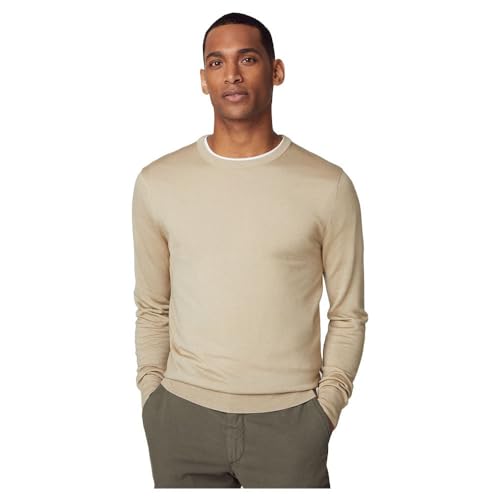 Hackett London Herren GMD Merino Silk Crew Pullover, Brown (Taupe Beige), XL von Hackett London