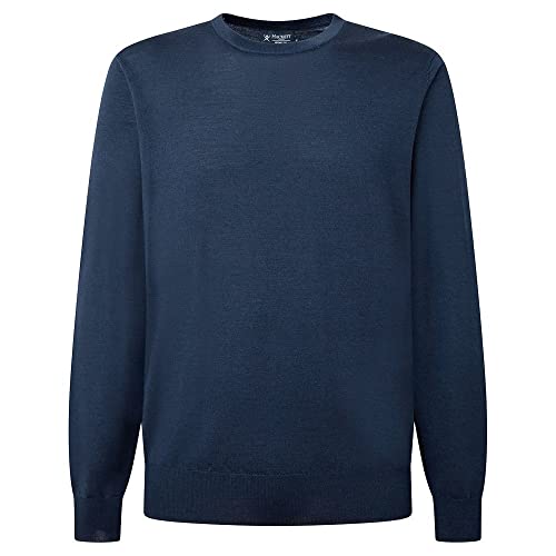 HACKETT LONDON Herren GMD Merino Silk Crew Pullover Sweater, Blue (Navy), XS von Hackett London