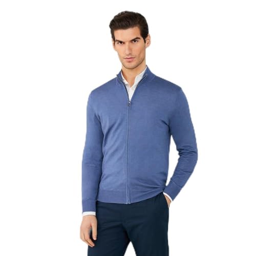 Hackett London Herren GMD Merino Silk Fz Strickwaren, Blue (Chambray Blue), XS von Hackett London
