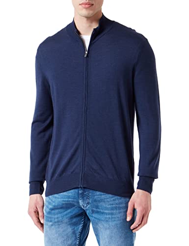 HACKETT LONDON Herren GMD Merino Silk Fzip Pullover, Navy, XL von Hackett London