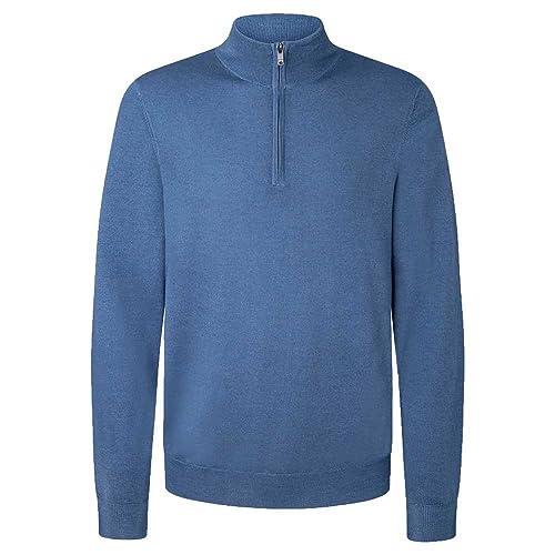 Hackett London Herren GMD Merino Silk Hzip Pullover, Blau (Steel Blue), XX-Large von Hackett London