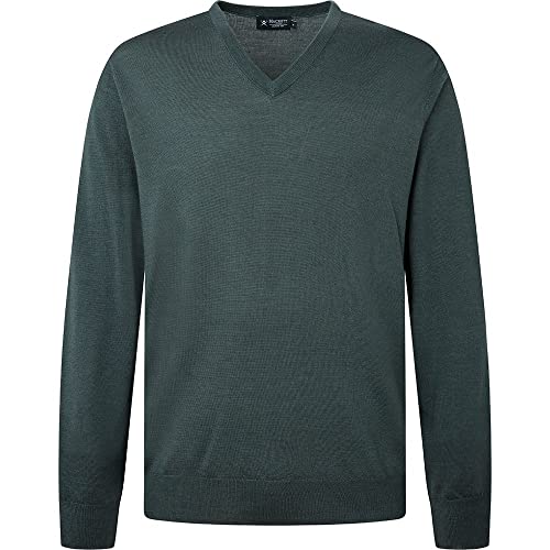 Hackett London Herren GMD Merino Silk V NCK Pullover Sweater, Green (Pine Green), M von Hackett London