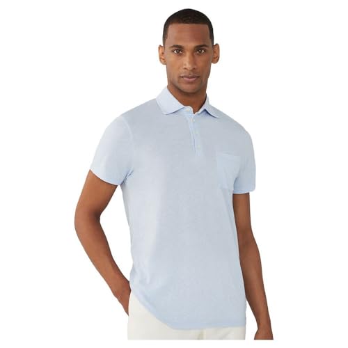 Hackett London Herren GMD Pocket JSY Ss Polo, Blue (Heather), XXL von Hackett London