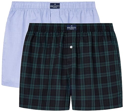 Hackett London Herren GREG Check Boxer 2P Boxershorts, Green (Green), XXL von Hackett London