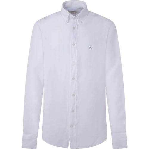 Hackett London Herren Garment DYE Linen B Hemd, White (White), XXL von Hackett London