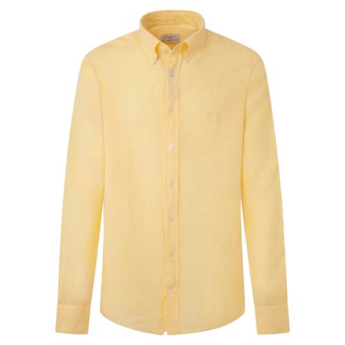 Hackett London Herren Garment DYE Linen B Hemd, Yellow (Yellow), L von Hackett London