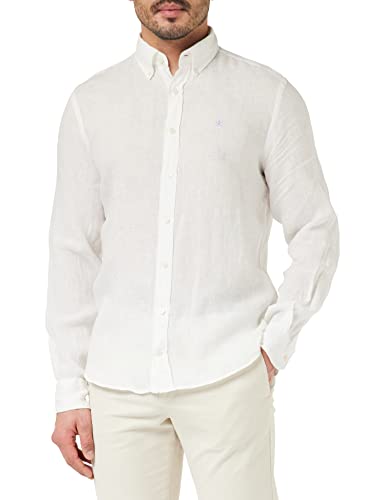 HACKETT LONDON Herren Garment Dyed Linen B Hemd, weiß, XL von Hackett London