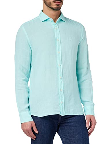 HACKETT LONDON Herren Garment Dyed Linen K Hemd, Mint, 3XL von Hackett London