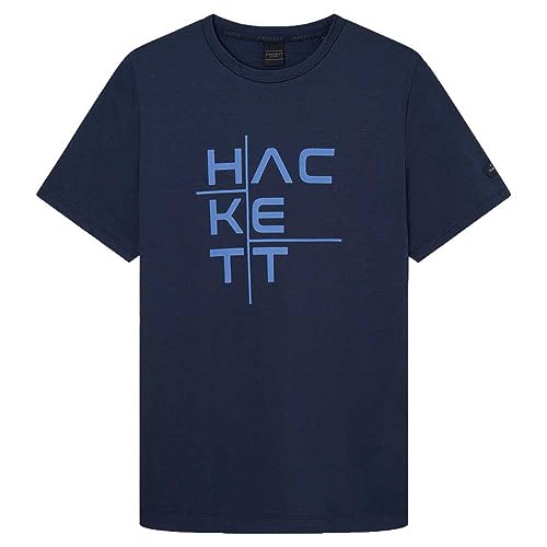 Hackett London Herren HS Cationic Graphic T-Shirt, Blue (Navy), XL von Hackett London