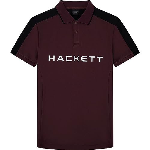 Hackett London Herren HS Hackett Multi Polohemd, Red (Maroon), L von Hackett London