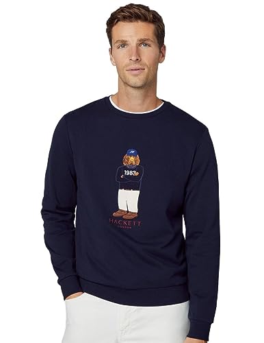 Hackett London Herren Harry Logo Crew Sweatshirt, blau (Marineblau), L von Hackett London