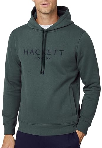 Hackett London Herren Heritage Hoody Kapuzenpullover, Green (Dark Green), 3XL von Hackett London