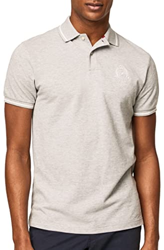 HACKETT LONDON Herren Heritage Logo Polo Polohemd, Grey Marl, S von Hackett London