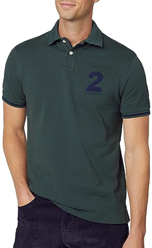 Hackett London Herren Heritage Number Polo Polohemd, Green (Dark Green), L von Hackett London