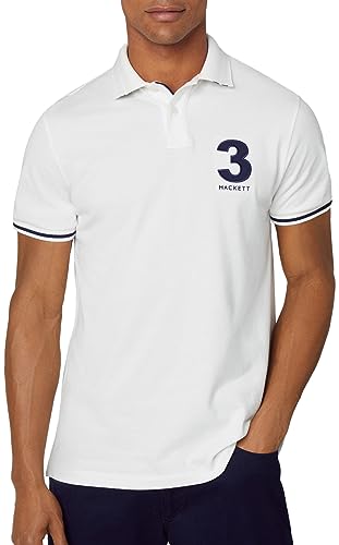 Hackett London Herren Heritage Number Polo Polohemd, White (White), M von Hackett London