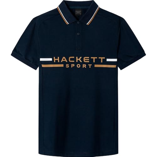 Hackett London Herren Hs Team Panel Polo Poloshirt, Blau (Marineblau), XXL von Hackett London
