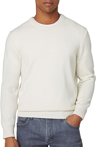 Hackett London Herren Lammwolle Crew Pullover, Beige (Ecru), Small von Hackett London