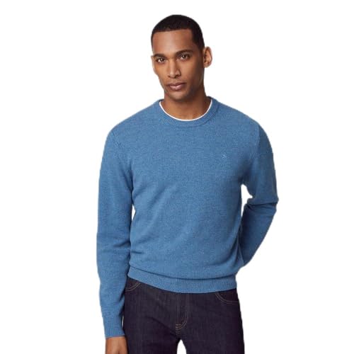 Hackett London Herren Lammwolle Crew Pullover, Blau (Steel Blue), Large von Hackett London