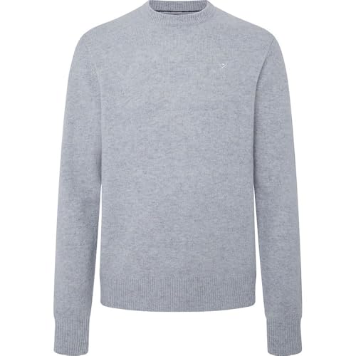 Hackett London Herren Lammwolle Crew Strickwaren, Grau (Silbergrau), Medium von Hackett London