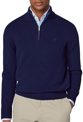 Hackett London Herren Lammwolle Hzip Pullover, blau (Marineblau), Small von Hackett London