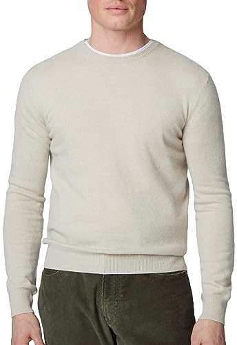 Hackett London Herren Merino Cash Mix Crew Pullover, Beige (Ecru), Large von Hackett London