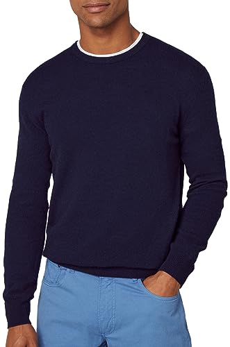 Hackett London Herren Merino Cash Mix Crew Pullover, Blue (Navy), L von Hackett London