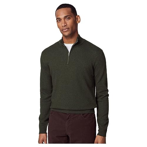 Hackett London Herren Merino Cash Mix Hzip Pullover, Grün (dunkelgrün), Small von Hackett London