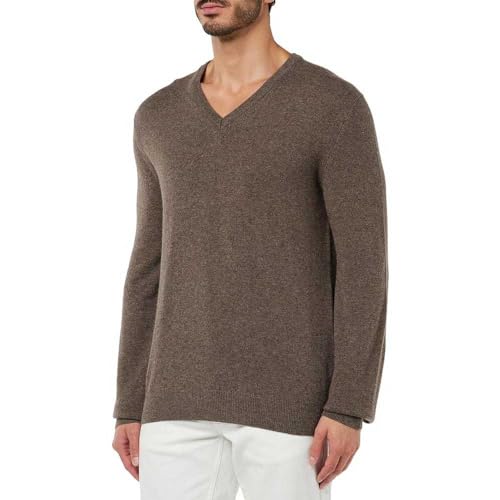 Hackett London Herren Merino Cash Mix V Pullover, Braun (Bark), Large von Hackett London