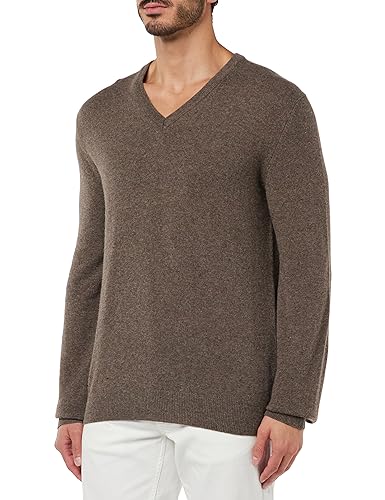 Hackett London Herren Merino Cash Mix V Pullover, Braun (Bark), Medium von Hackett London