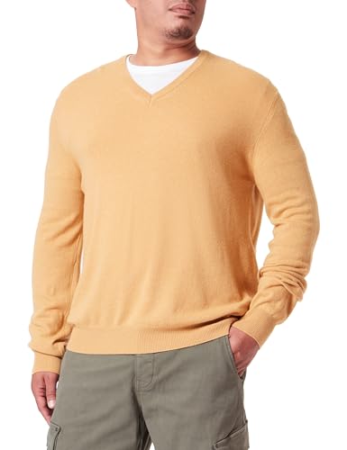 Hackett London Herren Merino Cash Mix V Pullover, Gelb (Senf), Large von Hackett London