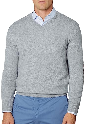 Hackett London Herren Merino Cash Mix V Pullover, Grau (Aschgrau), Medium von Hackett London