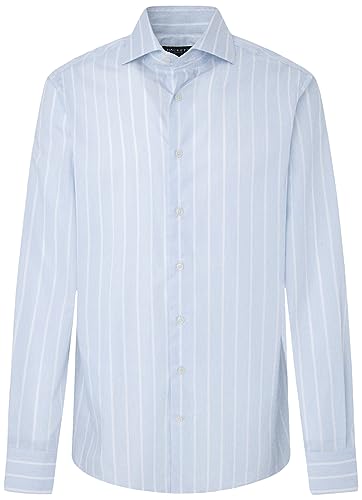 Hackett London Herren Micro Wide Stripe Hemd, Blue (Blue/White), 16 von Hackett London