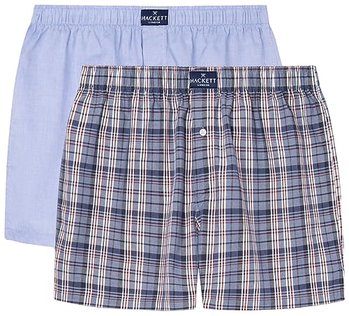 Hackett London Herren Nathan Check Boxer 2P Boxershorts, Blue (Navy), XXL von Hackett London