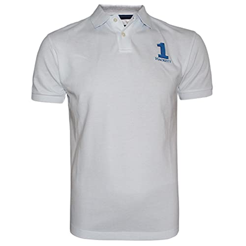 Hackett London Herren-Poloshirt, klassisch, "No 1", kurzärmelig, schmale Passform, Weiß/800, L von Hackett London