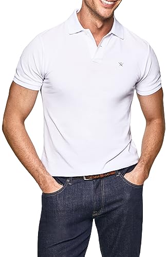 Hackett London Herren Poloshirt SLIM FIT LOGO Optic Weiß X-Small (Herstellergröße: XS) von Hackett London