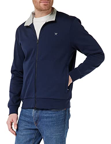 HACKETT LONDON Herren Refined Fz Hooded Sweatshirt, Navy Blazer, L von Hackett London