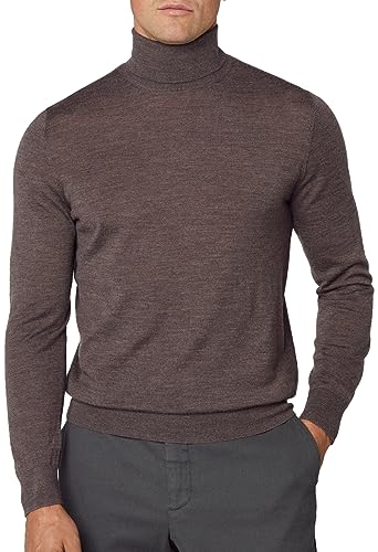 Hackett London Herren Rollkragen aus Merino-Seide Pullover, Braun (Bark), Small von Hackett London