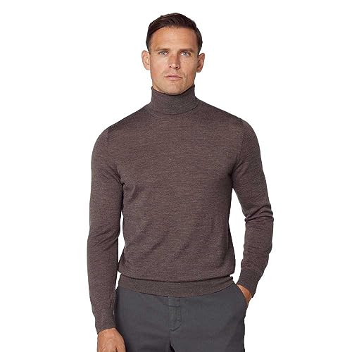 Hackett London Herren Rollkragen aus Merinoseide Pullover, Braun (Bark), Large von Hackett London