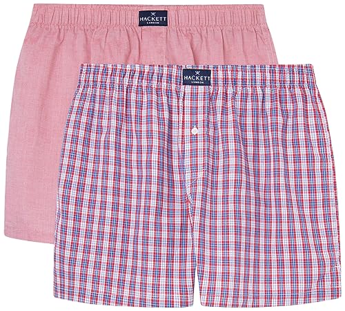 Hackett London Herren Roy Check Boxer 2P Boxershorts, Red (Red), L (2er Pack) von Hackett London