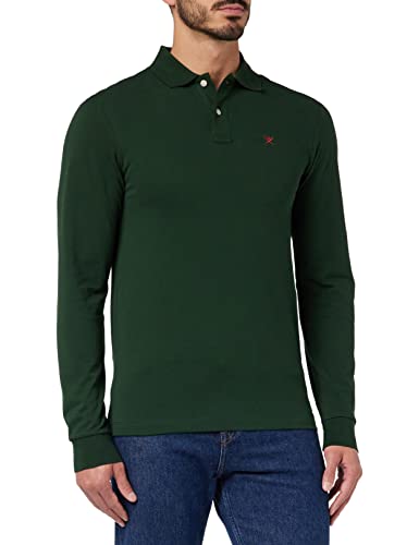 HACKETT LONDON Herren Slim Fit Logo Ls Polohemd, Green (Dark Green), XXL von Hackett London