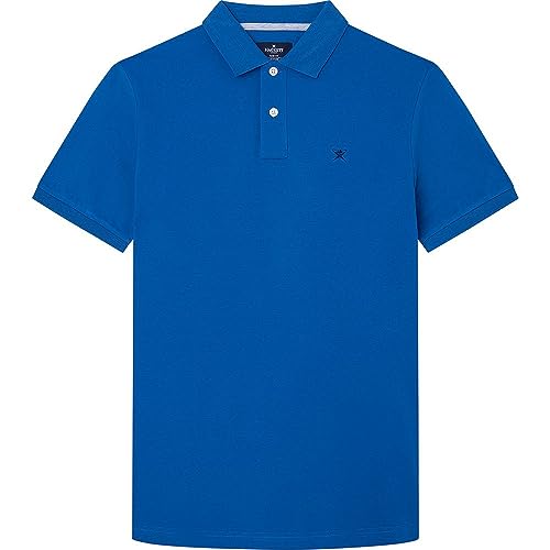 Hackett London Herren Slim Fit Logo Polohemd, Blau, XL von Hackett London