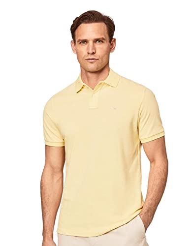 Hackett London Herren Slim Fit Logo Polohemd, Hellgelb, 3XL von Hackett London