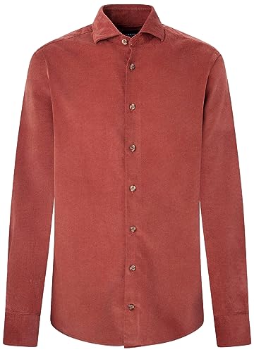 Hackett London Herren Smart Babycord Hemd, Rot (Ziegelstein), L von Hackett London