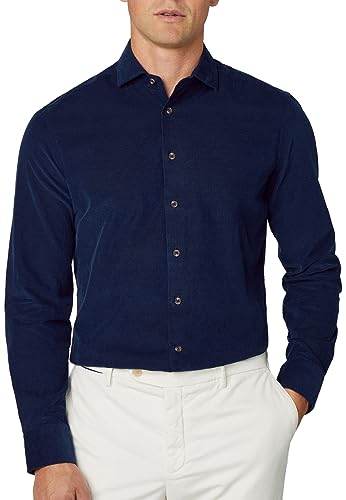 Hackett London Herren Smart Babycord Hemd, blau (Marineblau), XXL von Hackett London