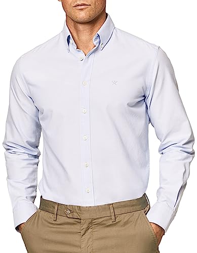 Hackett London Herren Washed Oxford Hemd, Blue (Sky Blue), S von Hackett London