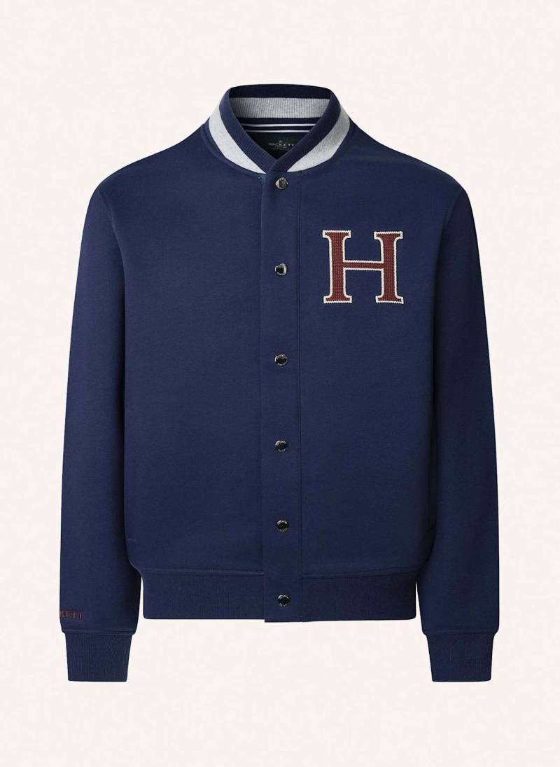 Hackett London Hoodiejacke Heritage H Varsity blau von Hackett London