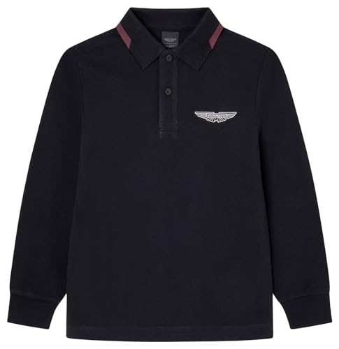 Hackett London Jungen AM Tipped LS Polo Polohemd, Black (Black), 9 Years von Hackett London