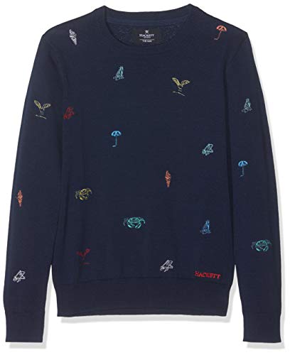 Hackett London Jungen Pullover Seaside CW, Blau (Navy 595), 164 (Herstellergröße:13-14 Years) von Hackett London